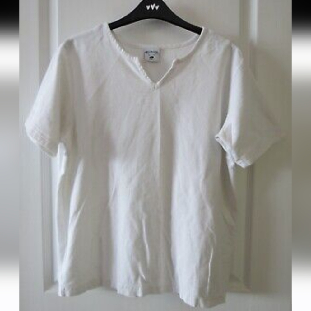 Columbia Sportswear 100% Cotton Womens White V-Neck Ribbed T-Shirt